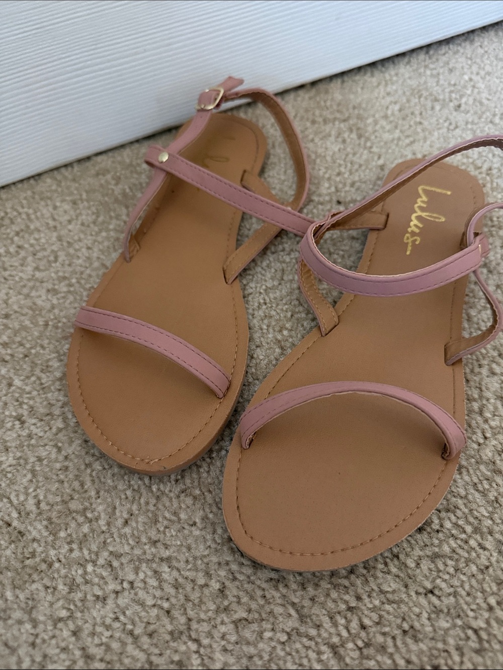 Lulu's Mauve Pink Strappy T-Bar Sandals
